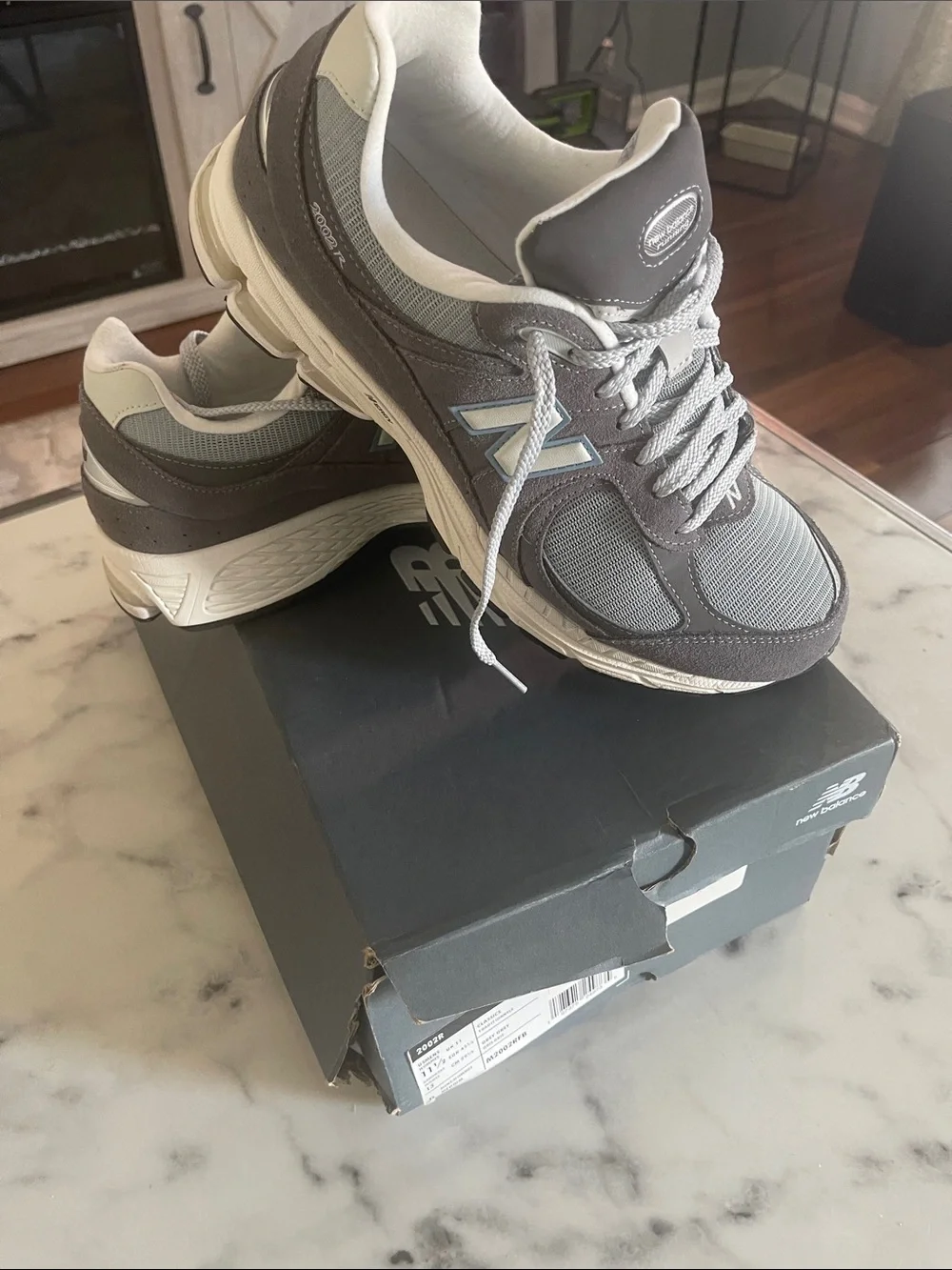 New Balance Gray with Light Blue 'N' Accent Sneakers